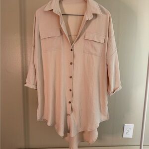 Athleta Cream Button-Up Blouse